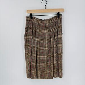 Vintage Evan-Picone Made in USA Plaid Pleated Skirt with Pockets Size 8